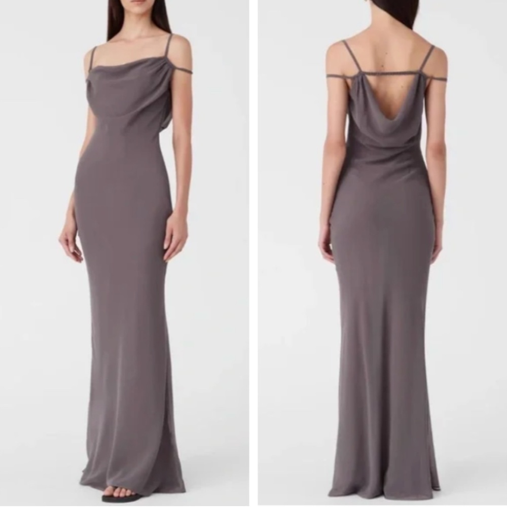 MISHA Olivette Georgette Maxi Dress - Gull grey